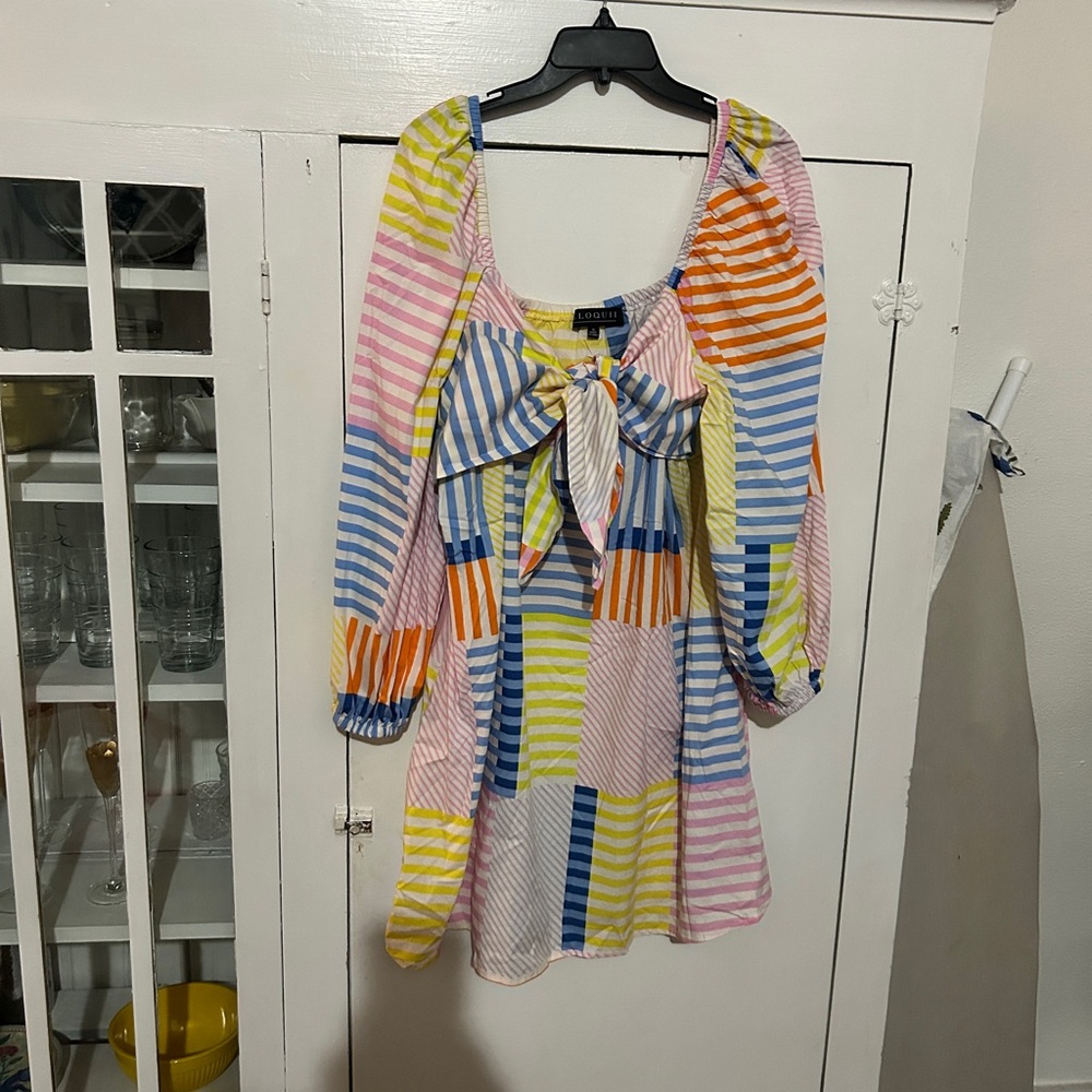 Colorful Striped Dress with Bow - Eloquii
